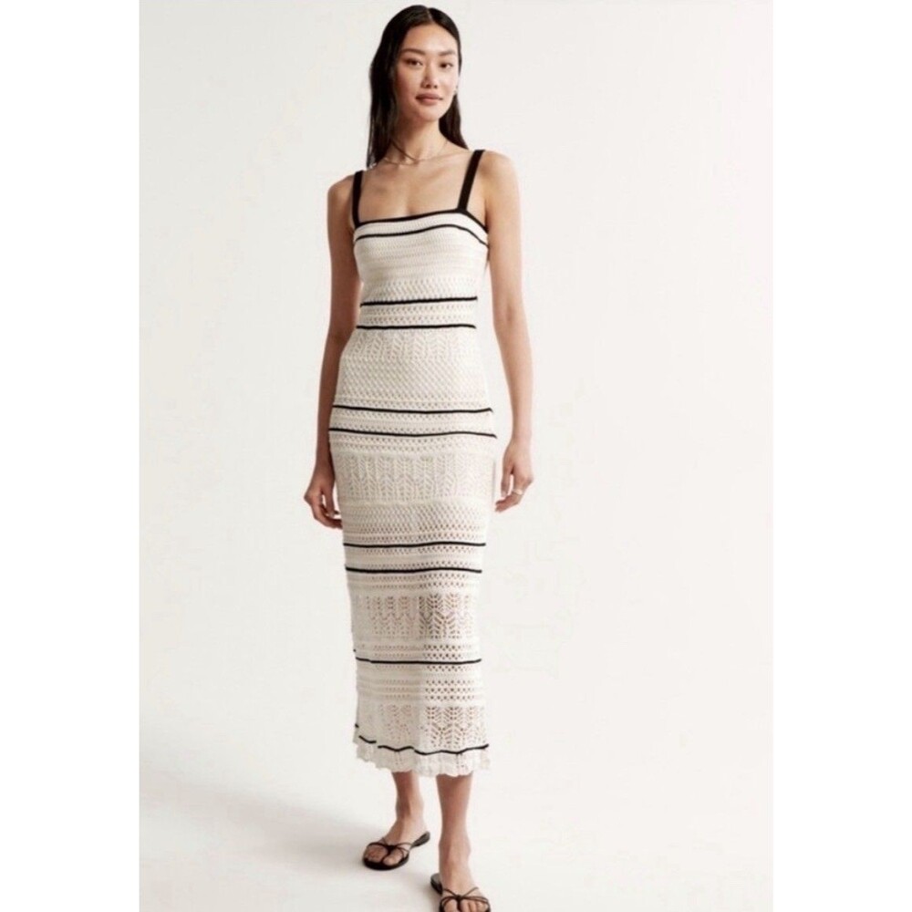Abercrombie & Fitch Crochet Cotton Boho Slip Dress XSP Beach Festival NWT!